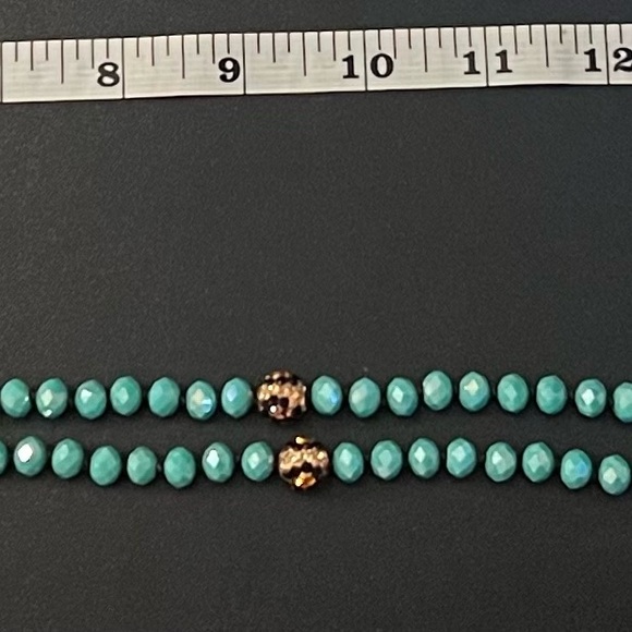 Pink Panache Turquoise Faceted Beads Rhinestone Encrusted Rondell 56" Necklace - Picture 8 of 8